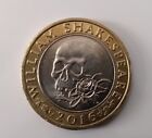 Rare pièce de 2 livres £ 2 William Shakespeare Macbeth Rose and Skull 2016 tragédies