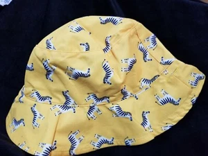 Kids Large, 54cm Reversible Bucket Hat, Yellow Zebras And Camo, Chin Strap - Picture 1 of 2