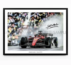 CHARLES LECLERC SIGNED PRINT PHOTO POSTER 2022 FRAMED F1 FORMULA ONE FERRARI - Picture 1 of 5