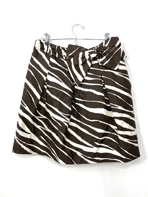 Kate Spade Kolette Skirt Sz 10 Bow Waist Zebra Animal Print Silk Cotton Pockets - Image 1 of 4