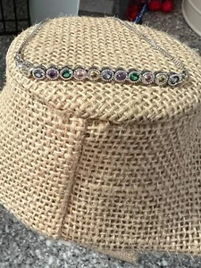 Silver tone bracelet various color glass stones slide clasp Box chain. - Picture 1 of 3