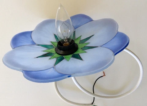 antique painted glass flower pendant lights. Cornflower blue, French Cover