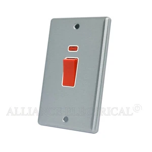 Interruptor DP de cocina clásica 45A cromado satinado cepillado con neón - CSCCSWWHT - Imagen 1 de 1