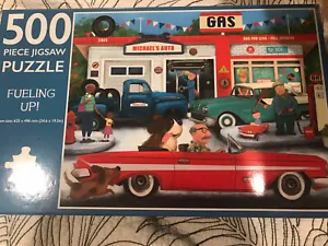 NEW Page Publications Fueling Up 500 Piece Jigsaw Puzzle Vintage Cars & Trucks - Picture 1 of 1