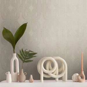 Non-woven wallpaper retro art deco beige silver gold metallic 39937-1 (2,78£/1qm - Picture 1 of 7