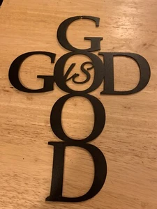 God is Good Metal Signs Decor Black Metal Cross God is Good Sign - Picture 1 of 4