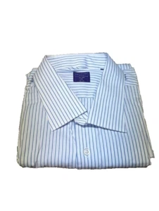 NWT 18 Neck/38"-39" Sleeve 100% Cotton Big Tall Modena Dress Shirt White/Stripes - Picture 1 of 1