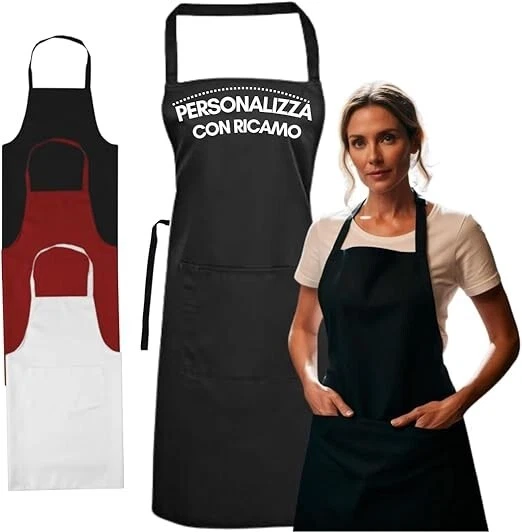 Grembiule da Cucina Personalizzato con Ricamo con Nome/Frase Ricamata - Immagine 1 di 4