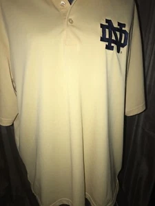 NOTRE DAME FIGHTING IRISH Golf/Coaches Shirt By ANTIGUA Men’s LARGE Yellow  - Picture 1 of 4