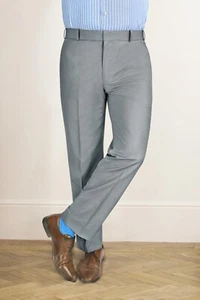 Men's Tailored Ash Grey Dress Trouser Modern Fit Business Formal Suit Work Pants - Picture 1 of 11