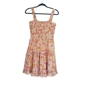 Jessica Simpson Womens Pink Floral Sun Dress Size S Milkmaid Boho Fairy Summer - Picture 1 of 6