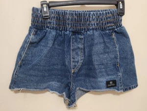 Urban Outfitters High Waist Elastic Waist Shorts Blue Size Small - Picture 1 of 9