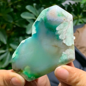 111G Natural heart-shaped Snowflake CherryBlossom Flower Agate Crystal - Picture 1 of 15