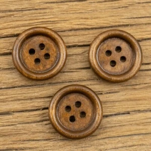 100PCS Vintage Style Natural Wood Buttons Brown Decor for Cardigan Sweater Shirt - Picture 1 of 10