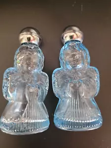 Vintage Avon Blauer Engel Glas Köln Flaschen 2er Set 3" hoch Sammlerstück & leer - Bild 1 von 9