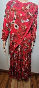 Vtg 80's Diane Freis Original Silk Midi Dress Red Floral Print Size Modern S/M - Picture 1 of 9