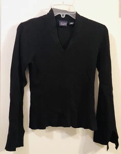 HILLARD & HANSON Black Sweater Long Sleeve Pullover V Neck  Women's S - Picture 1 of 5