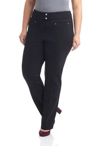 Rekucci Women's Secret Figure Pull-On Knit Straight Pant w/Tummy Control 18 BLK - Picture 1 of 6