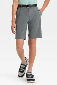 NWT~ All in Motion sz 12 Boys Grey Golf Everyday Shorts Quick Dry 8.25" Zip o11 - Picture 1 of 4