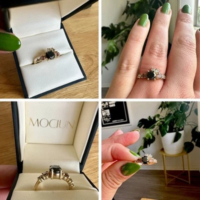 Conjunto de Anel Cluster Lady's "Mociun" Luna em Ouro Amarelo 14k FONTE ÉTICA - Imagem 1 de 4