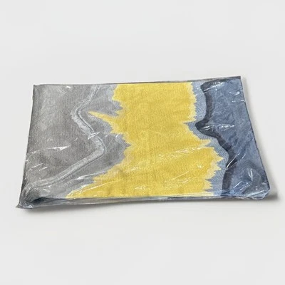 West Elm Ikat Textured Accent Throw Pillow Cover - 12x21in- Gray/Yellow/Navy - Image 1 of 4