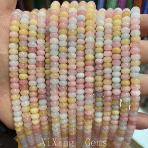 4x6 mm Hochwertig Gefärbt Gemischt Gelb Rosa Chalzedon Jade Rondelle Zwischenring Perlen - Bild 1 von 6