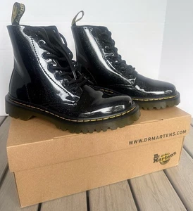 DR MARTENS Negro Brillo LUANA Charol Estilo Combate Botas/Zapatos Mujer 6 - Imagen 1 de 5