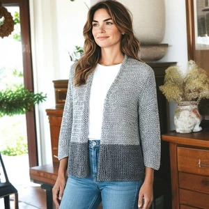 Eileen Fisher Strickjacke L italienisches Garn leise Luxus alt Geld Kapsel offen Strick - Bild 1 von 16