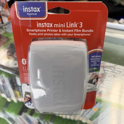 Fujifilm Instax Mini Link 3 Smartphone Printer & Instant Film Bundle White - Image 1 of 2
