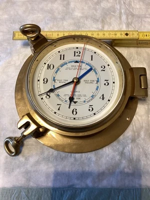 Tiden-Uhr / Tidenuhr / Gezeitenuhr aus Messing ; Bullauge - bitte lesen !! - top - Bild 1 von 4