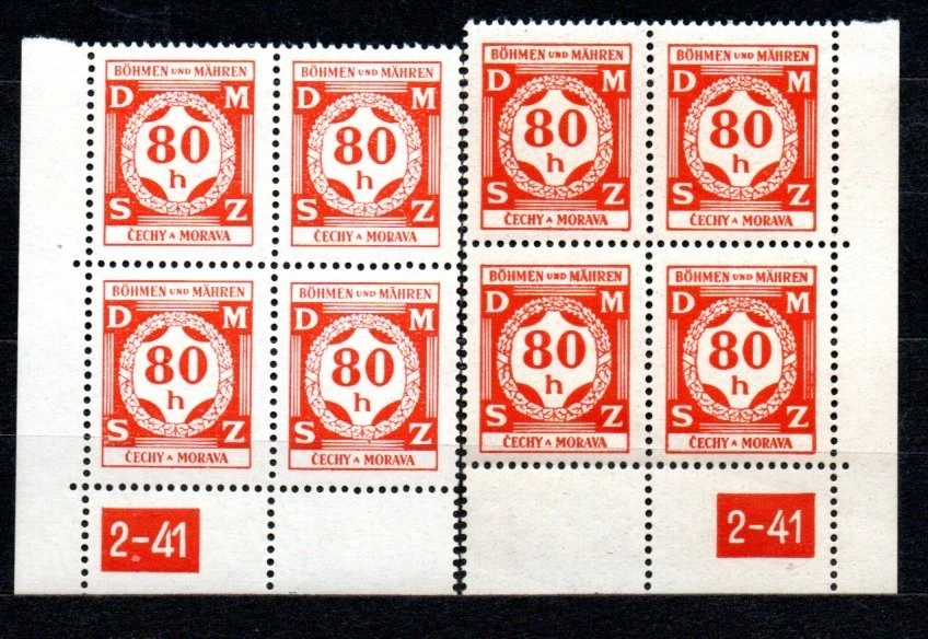 Germany, Bohemia and Moravia, occupation  WWII,  Official   Mi. 5 plate marks - Image 1 of 1