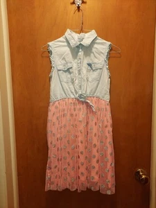 Justice Girls Sz 12 Denim Top Sleeveless Dress Layered Skirt - Picture 1 of 5