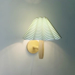 Log Color Fabric Bedroom Bedside Wall Lamp Petal Light With Plug Pleat Light E27 - Picture 1 of 17
