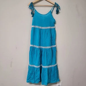 NWT Rachel Zoe M Linen Blend Blue Lace Dress ( Boho, beach, cover up, summer ) - Picture 1 of 11
