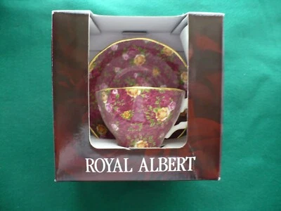 Royal Albert Ruby Lace Cup and Saucer - New in Box- Beautiful! - Image 1 of 4