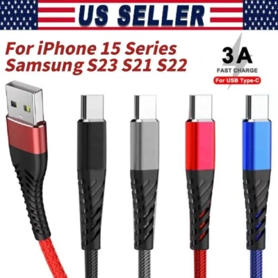 USB C Type C Charger Cable Fast Charging for iPhone 15 Samsung S23 S21 S22 Cord - Image 1 of 4