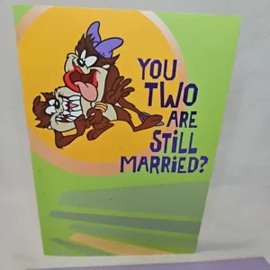 Biglietto di auguri Looney Tunes Tazmanian DEVIL ANIVERSARY Love Vintage Hallmark TAZ - Foto 1 di 5