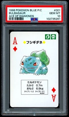 Pokemon BULBASAUR Japanese BLUE Ace of Diamonds POKER Card #1 - PSA 10 GEM MINT - Image 1 of 2