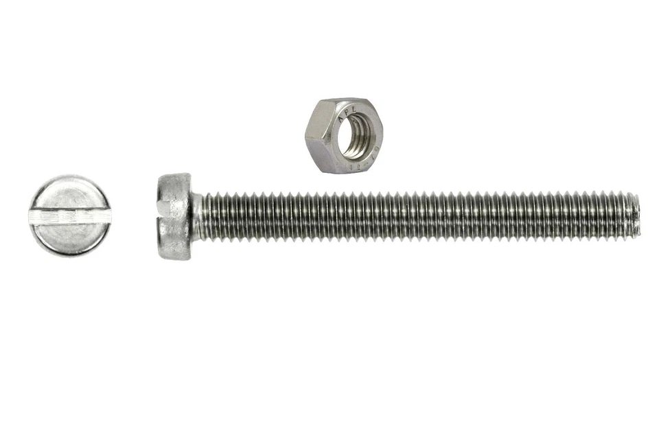 25 Stk. EDELSTAHL Schrauben mit Mutter Zylinderkopf Schlitz M4 x 40mm - Nr.002 - Bild 1 von 1