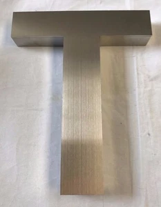 Cepillo Aluminio Metálico Color: Letra T - 6.5 "X 5.25" Señalización Pared/Puerta - Imagen 1 de 1