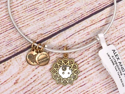 NUEVO Pulsera Alex and Ani Libra Zodiaco Dije Dos Tonos Oro Plata Foto 1 de 2