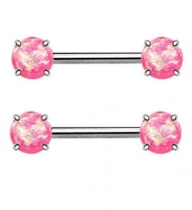 Nippel - PAAR - Opalit Pink 6 mm 14 Stärke 9/16" Stahl Langhanteln  - Bild 1 von 3