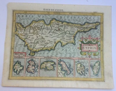 CYPRUS & OTHER ISLANDS 1613 MERCATOR HONDIUS ATLAS MINOR NICE ANTIQUE MAP - Image 1 of 4