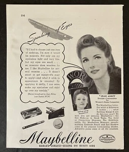 Maybelline Eye Beauty Aids Jean Abbey Station 1941 WOR Radio Anuncio impreso vintage - Imagen 1 de 1