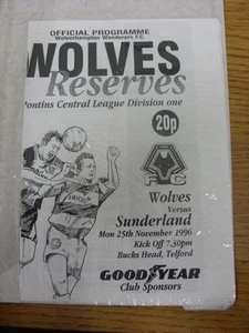 25/11/1996 Wolverhampton Wanderers Reserves v Sunderland Reserves [At Telford Un - Picture 1 of 1