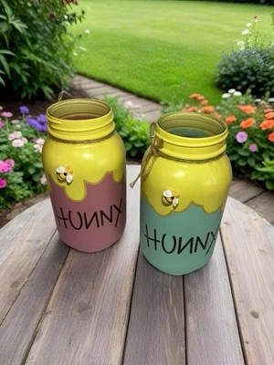 Tarros de conservas decorados de vidrio The Fuzzy Firefly miel abeja decoración del hogar 7,25"" Foto 1 de 4