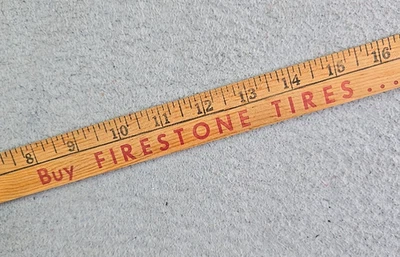 Neumáticos Firestone vintage años 60 3 pies 36" regla de madera neumático publicidad palo de patio Foto 1 de 4