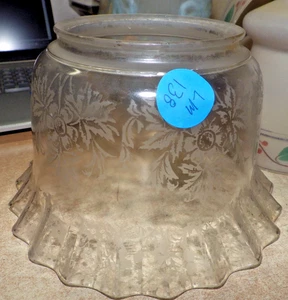 VTG ANTIQUE ACID ETCHED FLORAL GAS LIGHT LAMP SHADE SCONCE RUFFLED EDGE #2 - Picture 1 of 6
