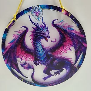 Multi-Color Acrylic Angry Dragon Suncatcher 8" Inches Round w/Rope. - Picture 1 of 6
