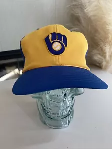 Vintage Milwaukee Brewers Sport Spezialitäten Netz Druckknopflasche Trucker Mütze Kappe MLB - Bild 1 von 11